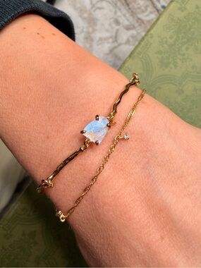 Moon Magic Moonstone Raw Crystal Double Bracelet - Flow